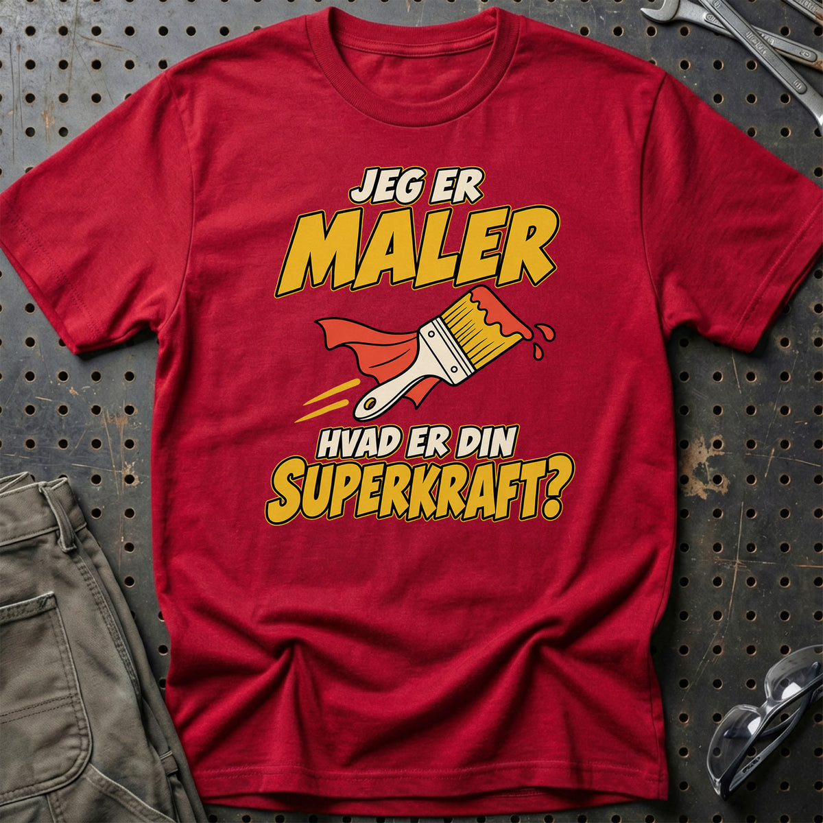 
Maler – Hvad er din superkraft? – Unisex T-Shirt – Rød