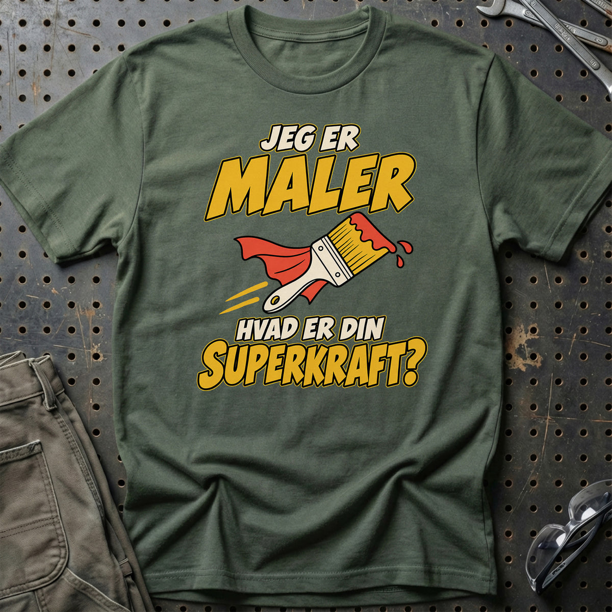 
Maler – Hvad er din superkraft? – Unisex T-Shirt – Grøn Militær