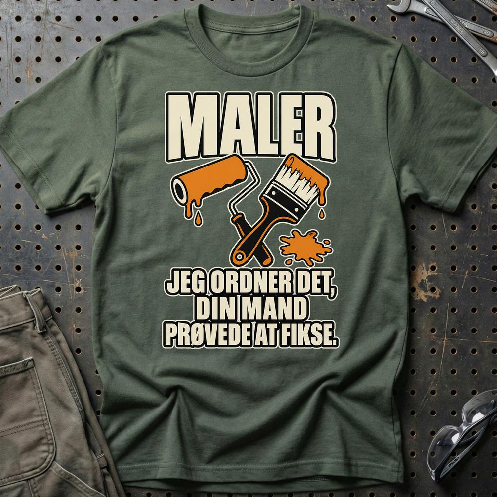 
Produktbillede af Maler – Jeg Ordner Det, Din Mand Prøvede At Fikse T-Shirt
