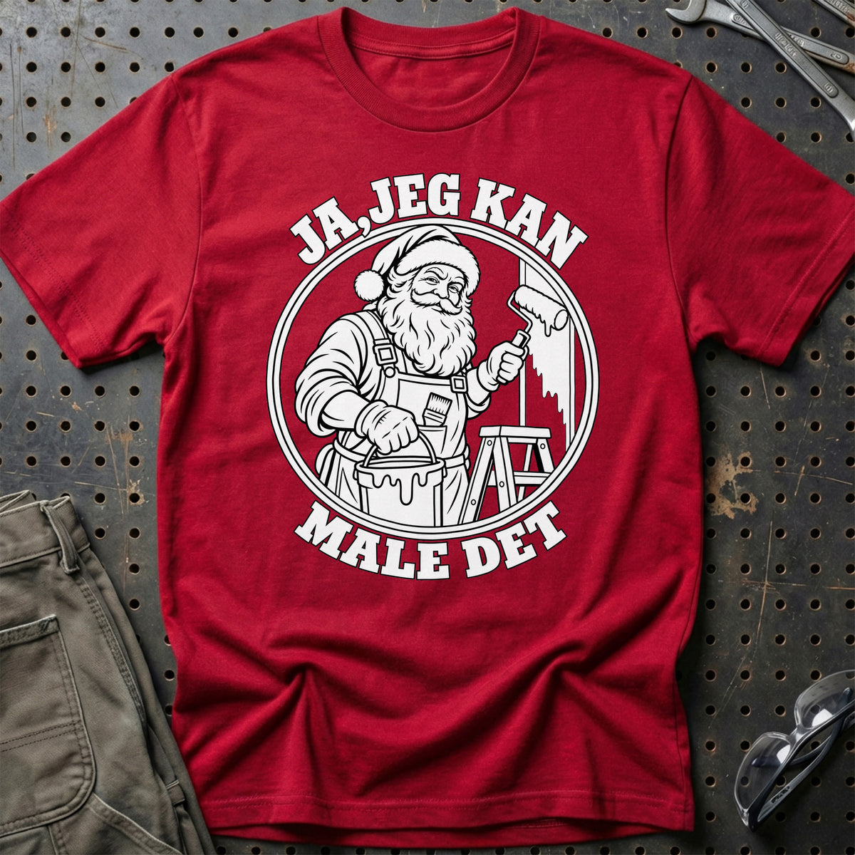 
Maler – Santa Kan Det – Jul T-Shirt – Rød