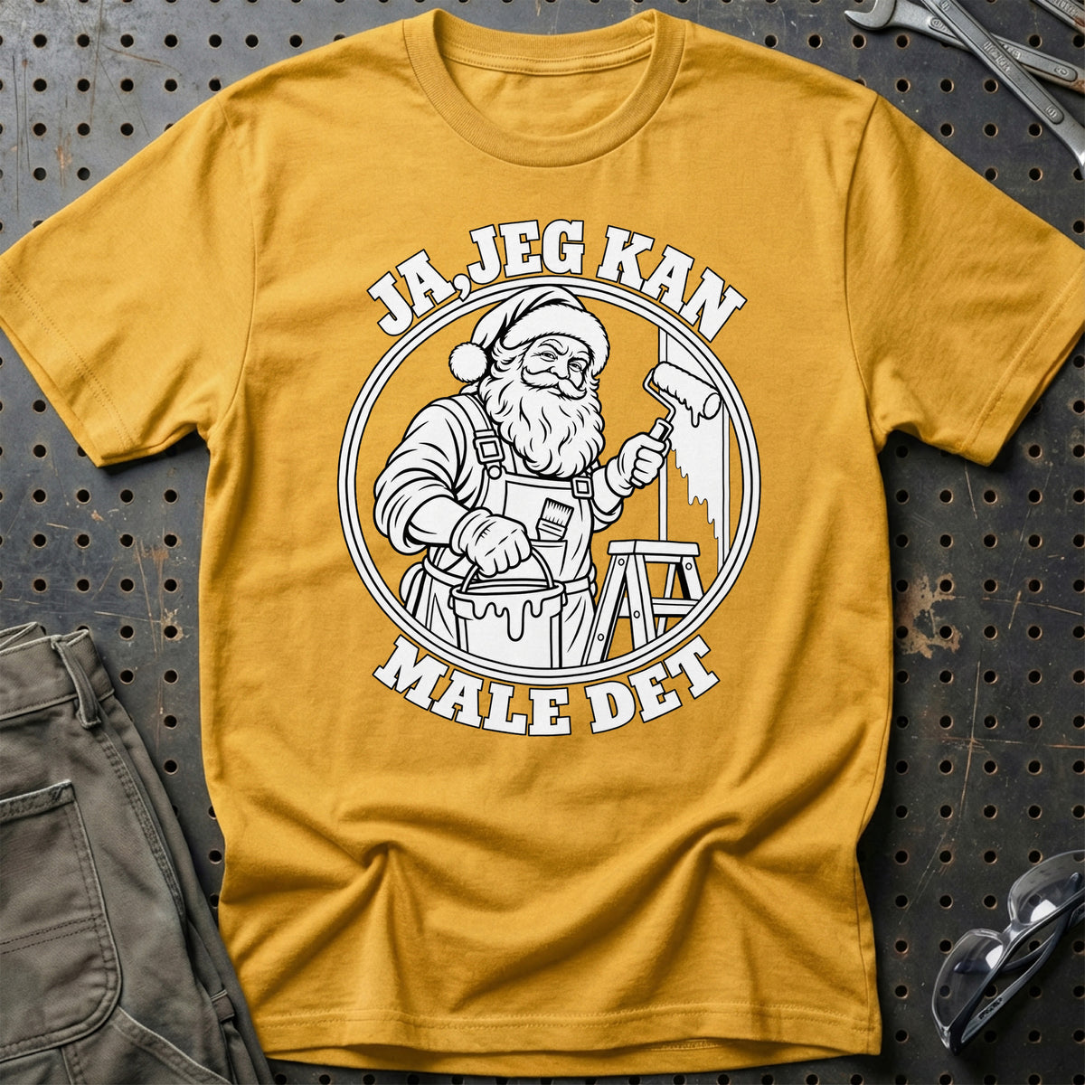 
Maler – Santa Kan Det – Jul T-Shirt – Guld