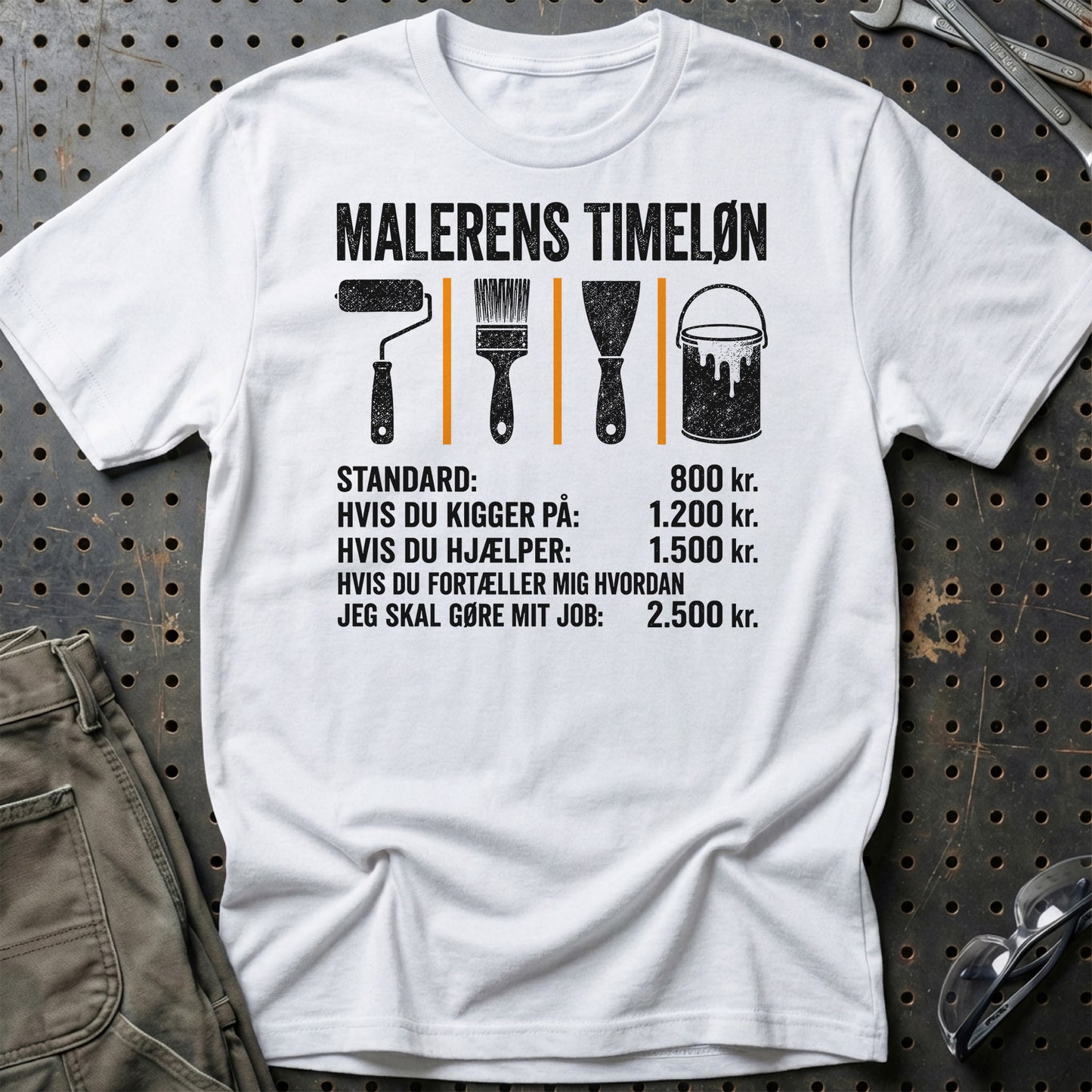 Malerens Timeløn - Unisex T-Shirt , Bomuld