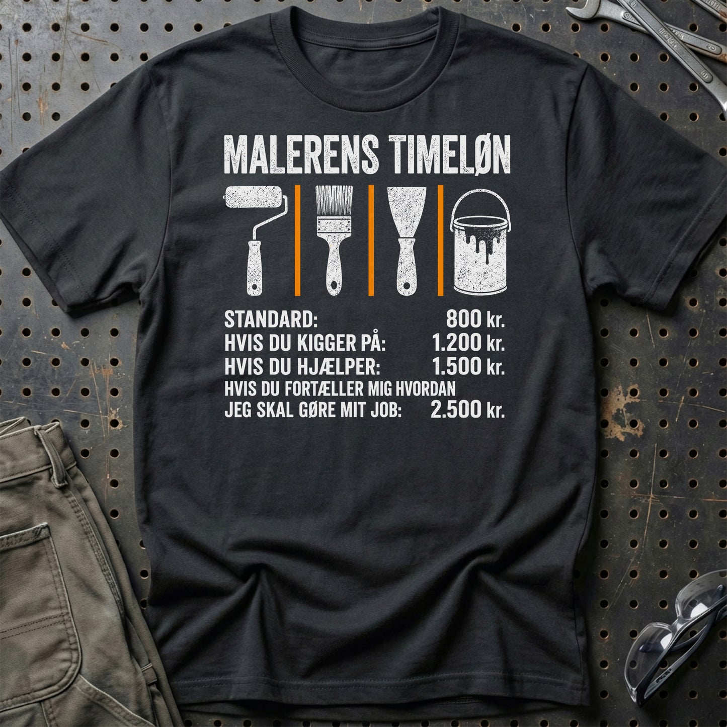 Malerens Timeløn - Unisex T-Shirt , Bomuld