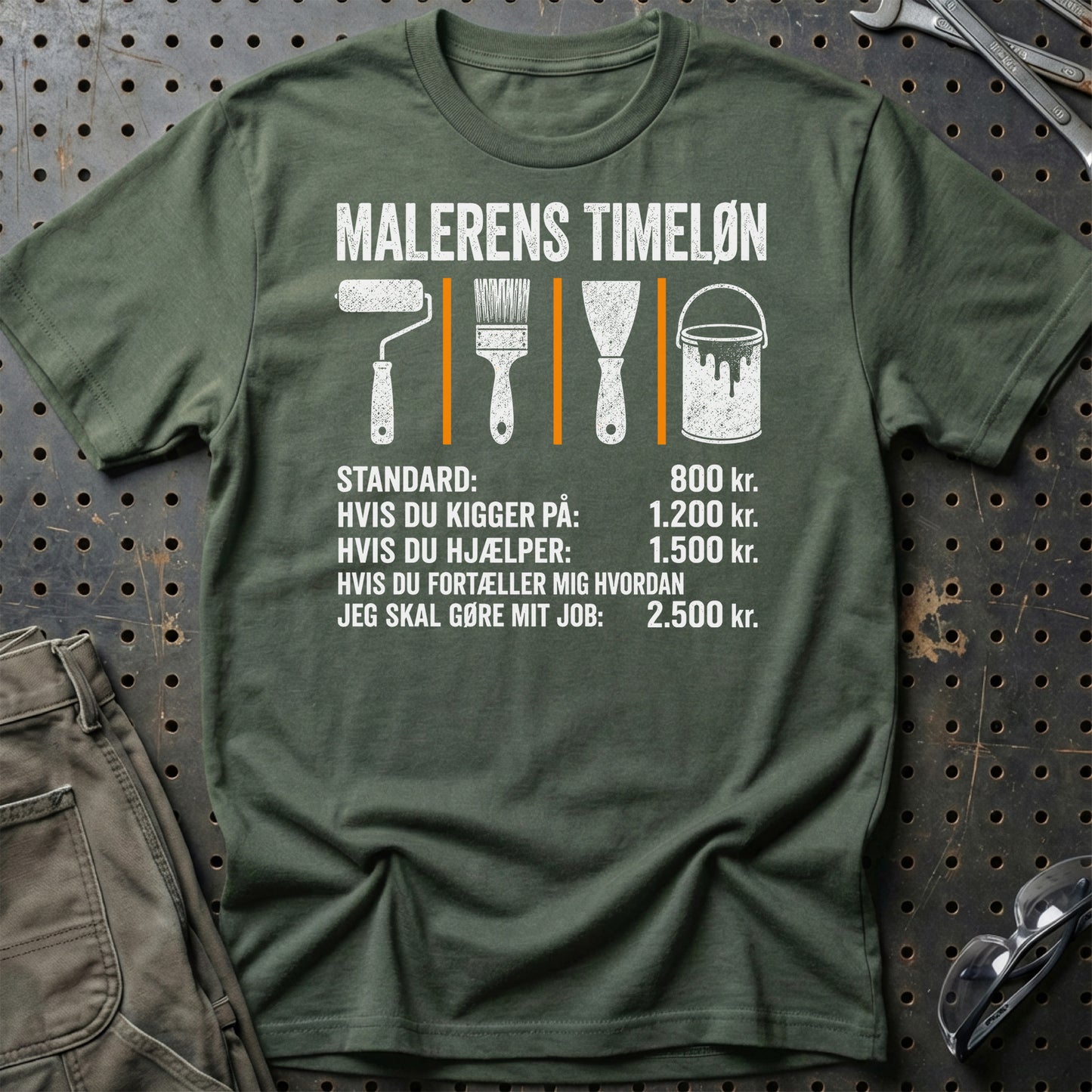 Malerens Timeløn - Unisex T-Shirt , Bomuld