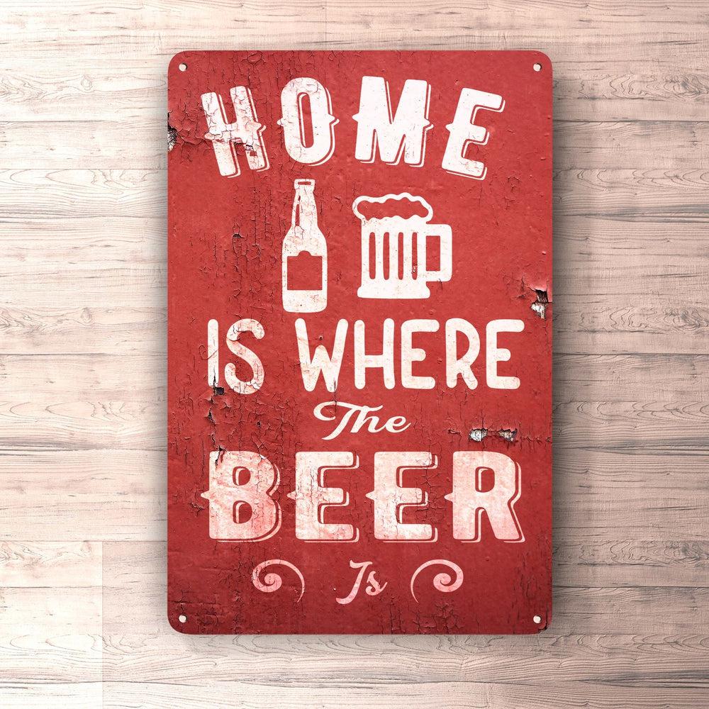Man Cave Øl - Home Is Where The Beer - Skilte, Musemåtte, Dørmåtte , Plakat-Skilte-Funny Garage-Garage Culture Shop- garage - man cave - merchandise