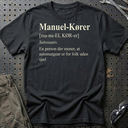 Manuel-Kører - Unisex T-Shirt , Bomuld-Beklædning-Garage Culture-Sort-S-Garage Culture Shop- garage - man cave - merchandise
