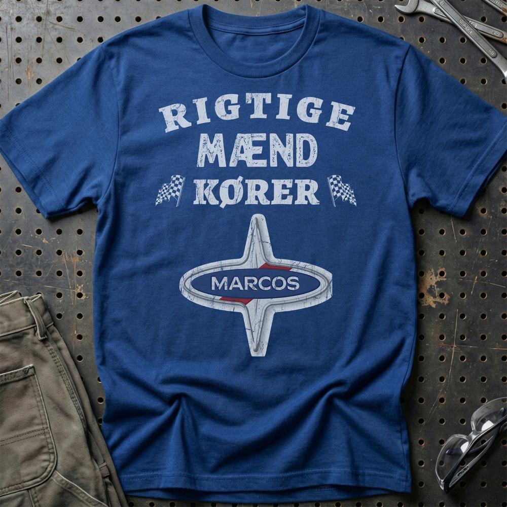 Marcos Rigtige Mænd Kører T-Shirt-Beklædning-Marcos-Blå Royal-S-Garage Culture Shop- garage - man cave - merchandise