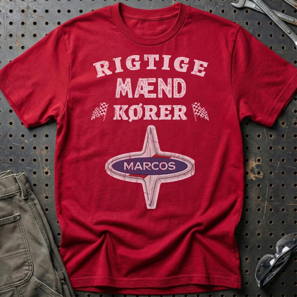 Marcos Rigtige Mænd Kører T-Shirt-Beklædning-Marcos-Rød-S-Garage Culture Shop- garage - man cave - merchandise