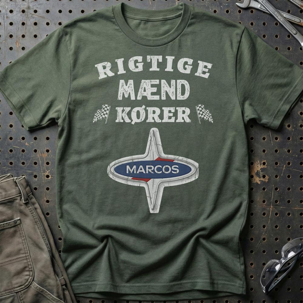 Marcos Rigtige Mænd Kører T-Shirt-Beklædning-Marcos-Grøn Militær-S-Garage Culture Shop- garage - man cave - merchandise