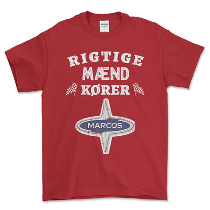 Marcos Rigtige Mænd Kører - Unisex T-Shirt , Bomuld-Beklædning-Marcos-Rød-S-Forside-Garage Culture Shop- garage - man cave - merchandise