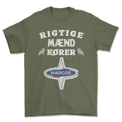 Marcos Rigtige Mænd Kører - Unisex T-Shirt , Bomuld-Beklædning-Marcos-Grøn Militær-S-Forside-Garage Culture Shop- garage - man cave - merchandise