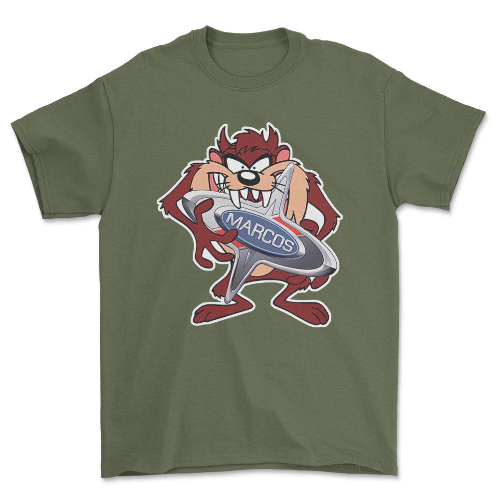 Marcos TAZ Unisex T-Shirt , Bomuld-Beklædning-Marcos-Grøn Militær-S-Forside-Garage Culture Shop- garage - man cave - merchandise