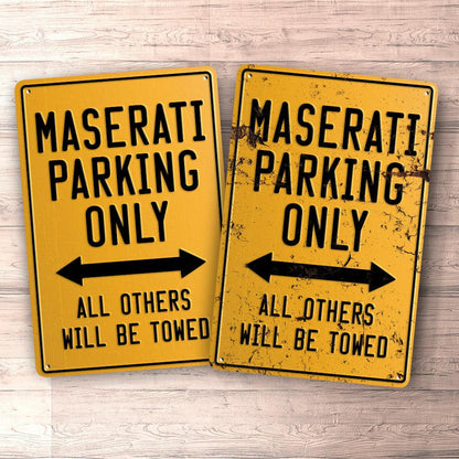 Maserati Parking Only Skilte, Musemåtte, Dørmåtte , Plakat-Parking skilte-Maserati-Garage Culture Shop- garage - man cave - merchandise