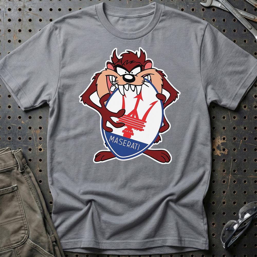 Maserati TAZ Unisex T-Shirt , Bomuld-Beklædning-Maserati-Grå Sport-S-Garage Culture Shop- garage - man cave - merchandise