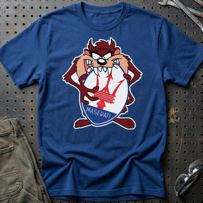 Maserati TAZ Unisex T-Shirt , Bomuld-Beklædning-Maserati-Blå Royal-S-Garage Culture Shop- garage - man cave - merchandise