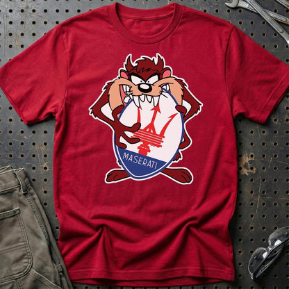 Maserati TAZ Unisex T-Shirt , Bomuld-Beklædning-Maserati-Rød-S-Garage Culture Shop- garage - man cave - merchandise