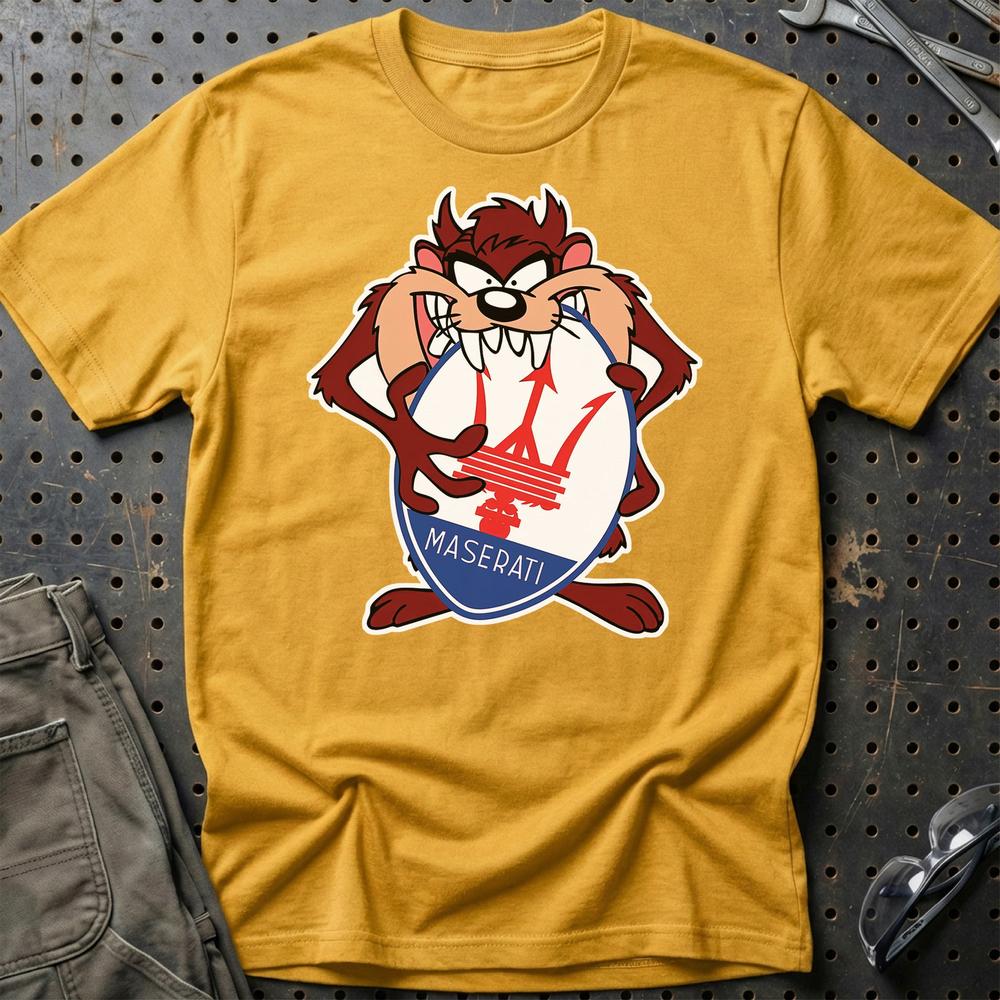 Maserati TAZ Unisex T-Shirt , Bomuld-Beklædning-Maserati-Guld-S-Garage Culture Shop- garage - man cave - merchandise