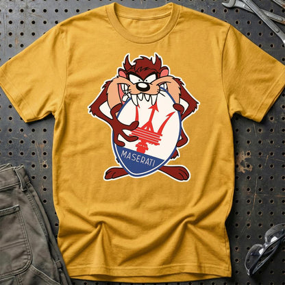 Maserati TAZ Unisex T-Shirt , Bomuld-Beklædning-Maserati-Guld-S-Garage Culture Shop- garage - man cave - merchandise