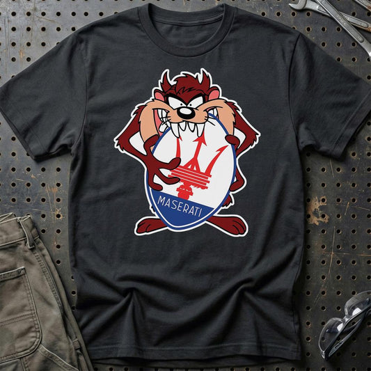 Maserati TAZ Unisex T-Shirt , Bomuld-Beklædning-Maserati-Sort-S-Garage Culture Shop- garage - man cave - merchandise