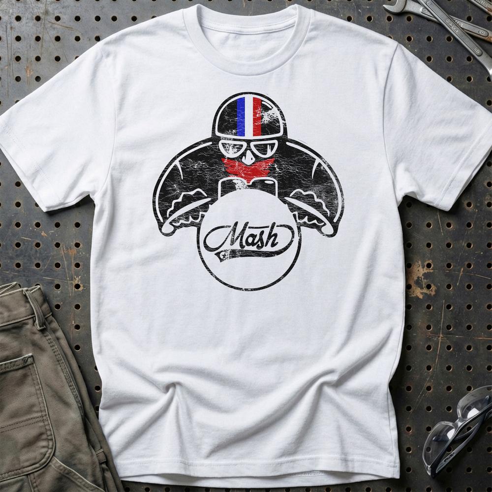 Mash Biker Vintage Style T-Shirt-Beklædning-Mash-Hvid-S-Garage Culture Shop- garage - man cave - merchandise