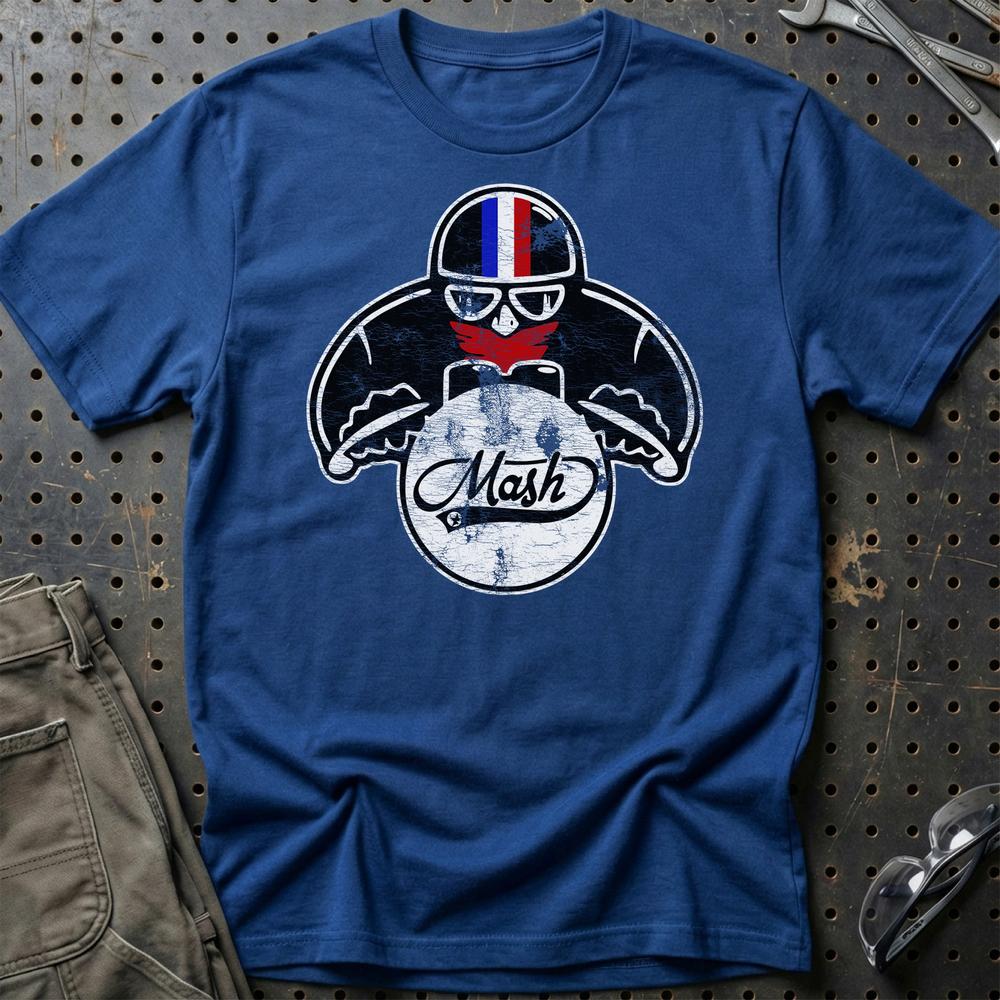 Mash Biker Vintage Style T-Shirt-Beklædning-Mash-Blå Royal-S-Garage Culture Shop- garage - man cave - merchandise