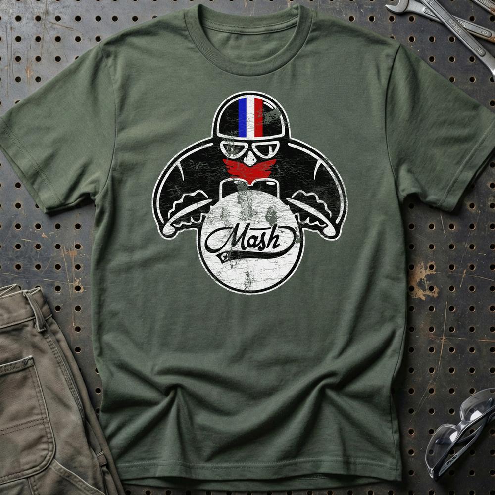 Mash Biker Vintage Style T-Shirt-Beklædning-Mash-Grøn Militær-S-Garage Culture Shop- garage - man cave - merchandise