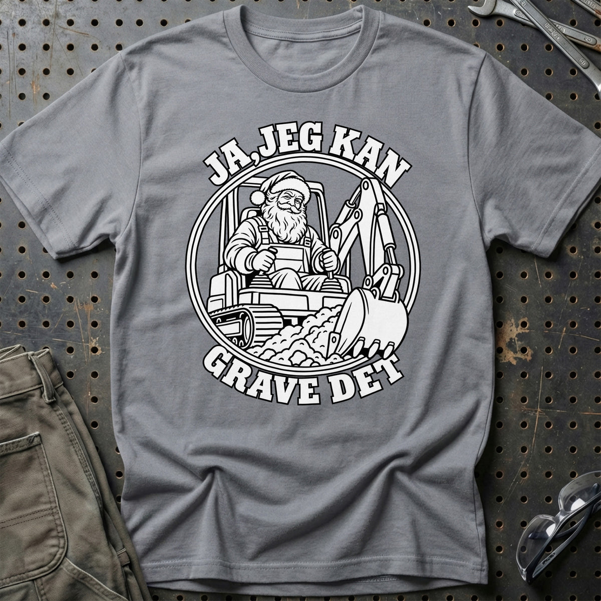 
Maskinfører – Santa Kan Det – Jul T-Shirt – Grå Sport