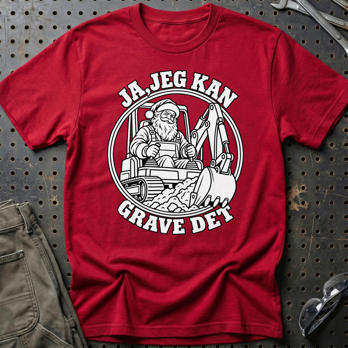 
Maskinfører – Santa Kan Det – Jul T-Shirt – Rød