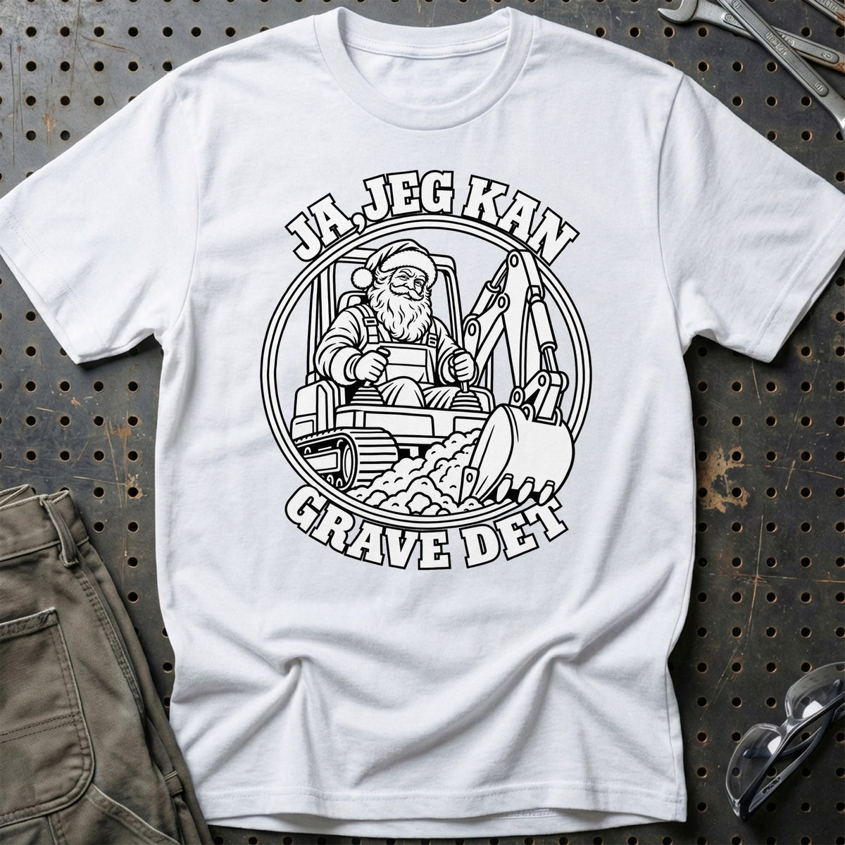 
Maskinfører – Santa Kan Det – Jul T-Shirt – Hvid