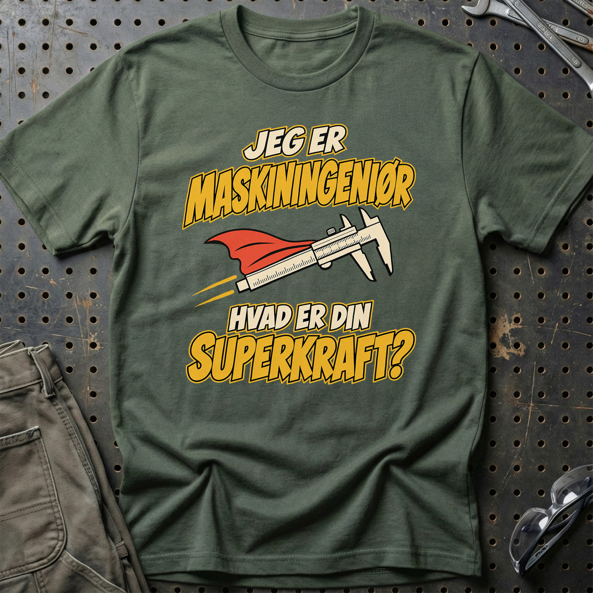 
Maskiningeniør – Hvad er din superkraft? – Unisex T-Shirt – Grøn Militær
