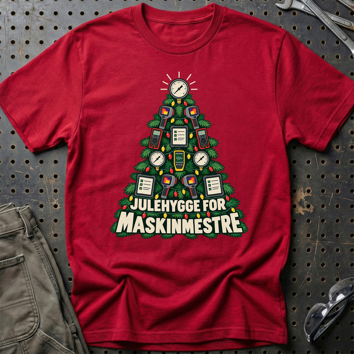 
Maskinmester – Julehygge – Unisex T-Shirt – Rød