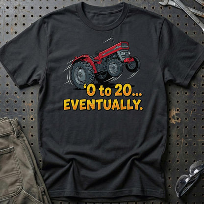 Massey Ferguson 135 “0 to 20… Eventually” - Unisex T-Shirt-Beklædning-Massey Ferguson-Sort-S-Garage Culture Shop- garage - man cave - merchandise