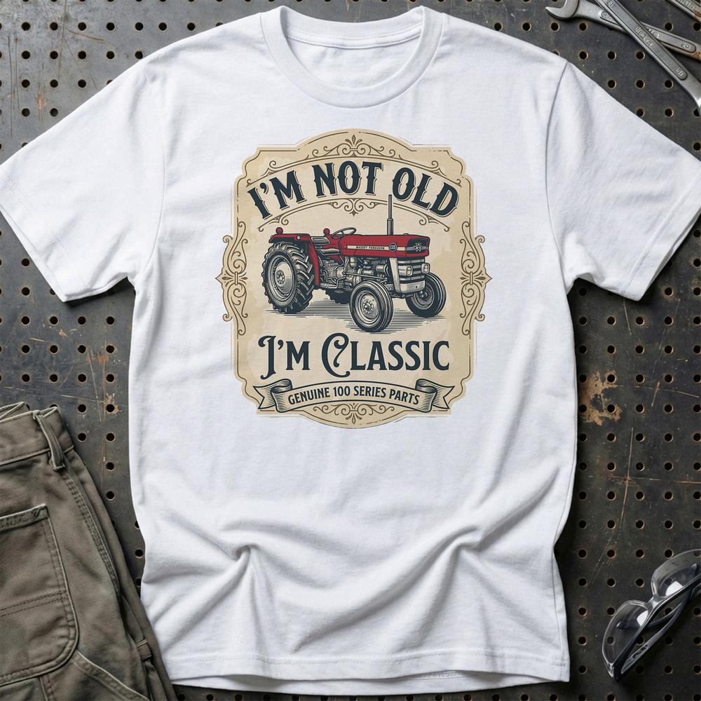 Massey Ferguson 135 I’m Not Old, I’m Classic - Unisex T-Shirt-Beklædning-Massey Ferguson-Hvid-S-Garage Culture Shop- garage - man cave - merchandise