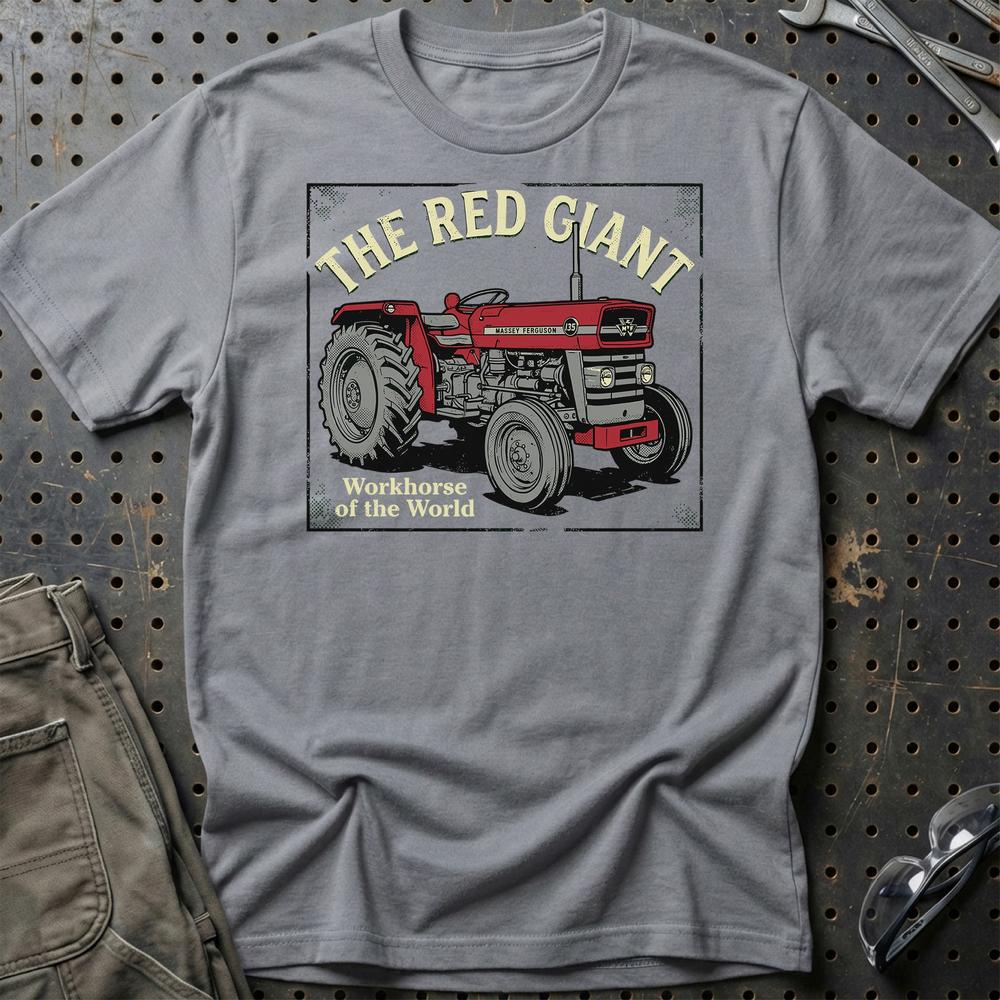 Massey Ferguson 135 The Red Giant Workhorse of the World - Unisex T-Shirt-Beklædning-Massey Ferguson-Grå Sport-S-Garage Culture Shop- garage - man cave - merchandise