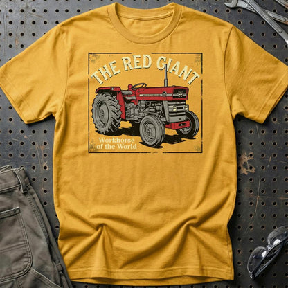 Massey Ferguson 135 The Red Giant Workhorse of the World - Unisex T-Shirt-Beklædning-Massey Ferguson-Guld-S-Garage Culture Shop- garage - man cave - merchandise