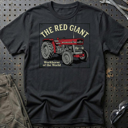 Massey Ferguson 135 The Red Giant Workhorse of the World - Unisex T-Shirt-Beklædning-Massey Ferguson-Sort-S-Garage Culture Shop- garage - man cave - merchandise