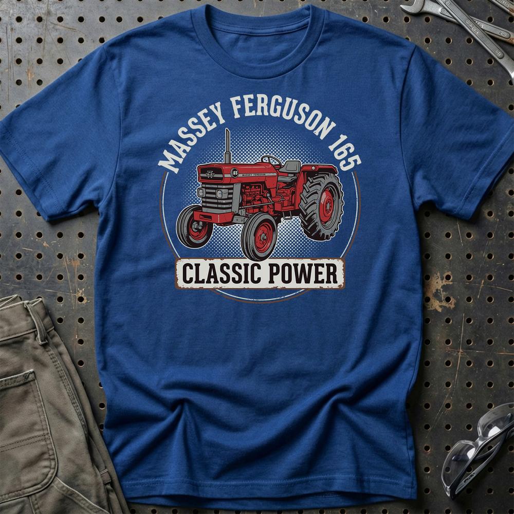 Massey Ferguson 165 Classic Power - Vintage Tractor T-Shirt-Beklædning-Massey Ferguson-Blå Royal-S-Garage Culture Shop- garage - man cave - merchandise