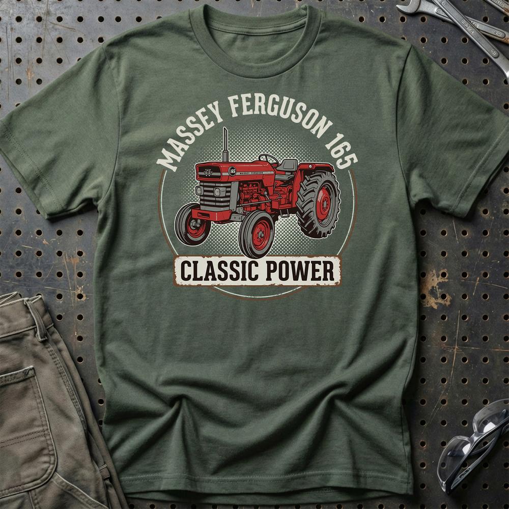 Massey Ferguson 165 Classic Power - Vintage Tractor T-Shirt-Beklædning-Massey Ferguson-Grøn Militær-S-Garage Culture Shop- garage - man cave - merchandise