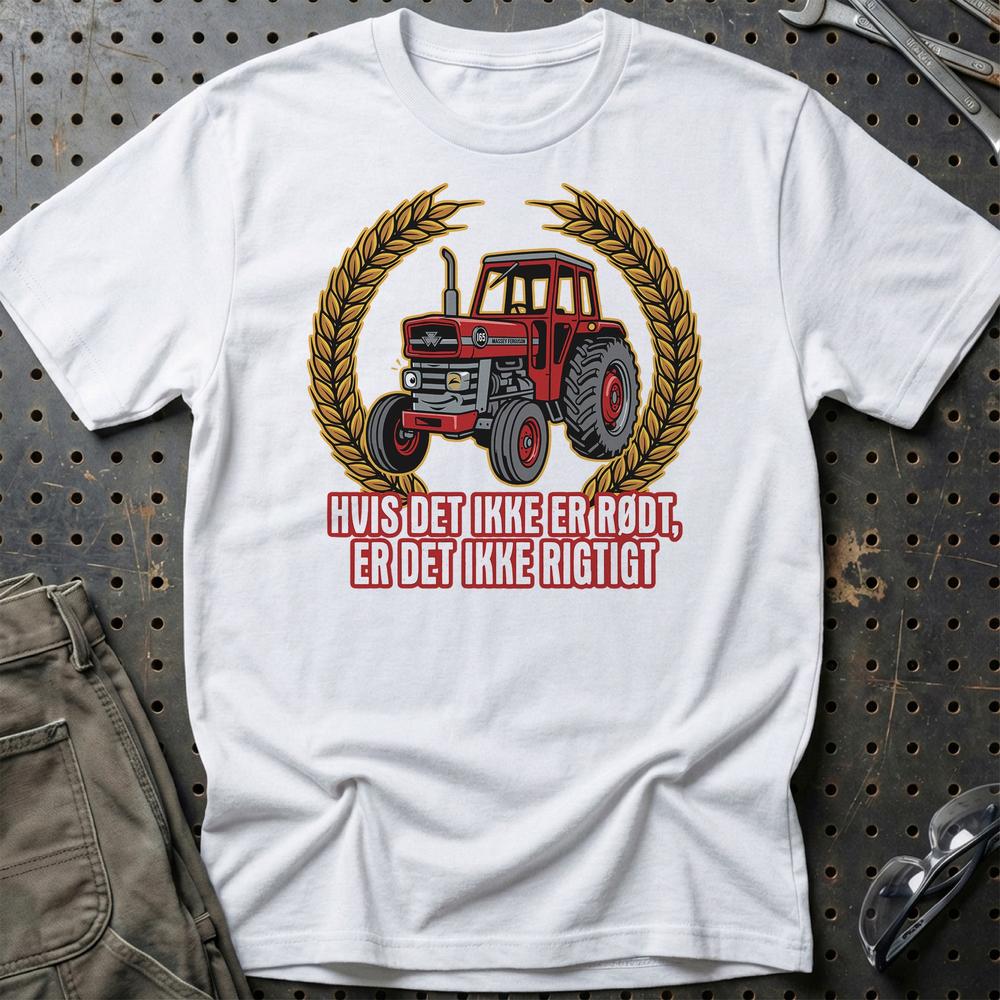 Massey Ferguson 165 Hvis Det Ikke Er Rødt, Er Det Ikke Rigtigt - Unisex T-Shirt-Beklædning-Massey Ferguson-Hvid-S-Garage Culture Shop- garage - man cave - merchandise
