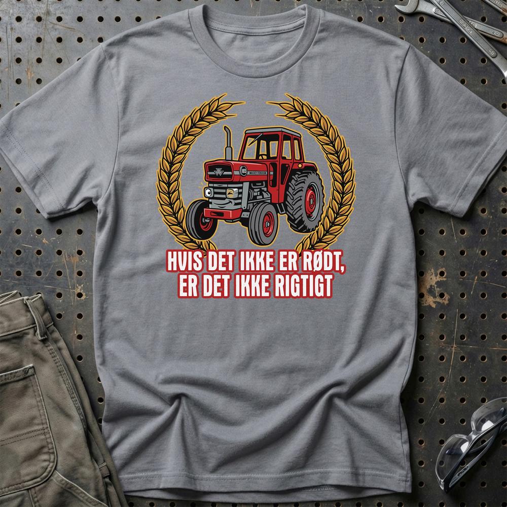 Massey Ferguson 165 Hvis Det Ikke Er Rødt, Er Det Ikke Rigtigt - Unisex T-Shirt-Beklædning-Massey Ferguson-Grå Sport-S-Garage Culture Shop- garage - man cave - merchandise