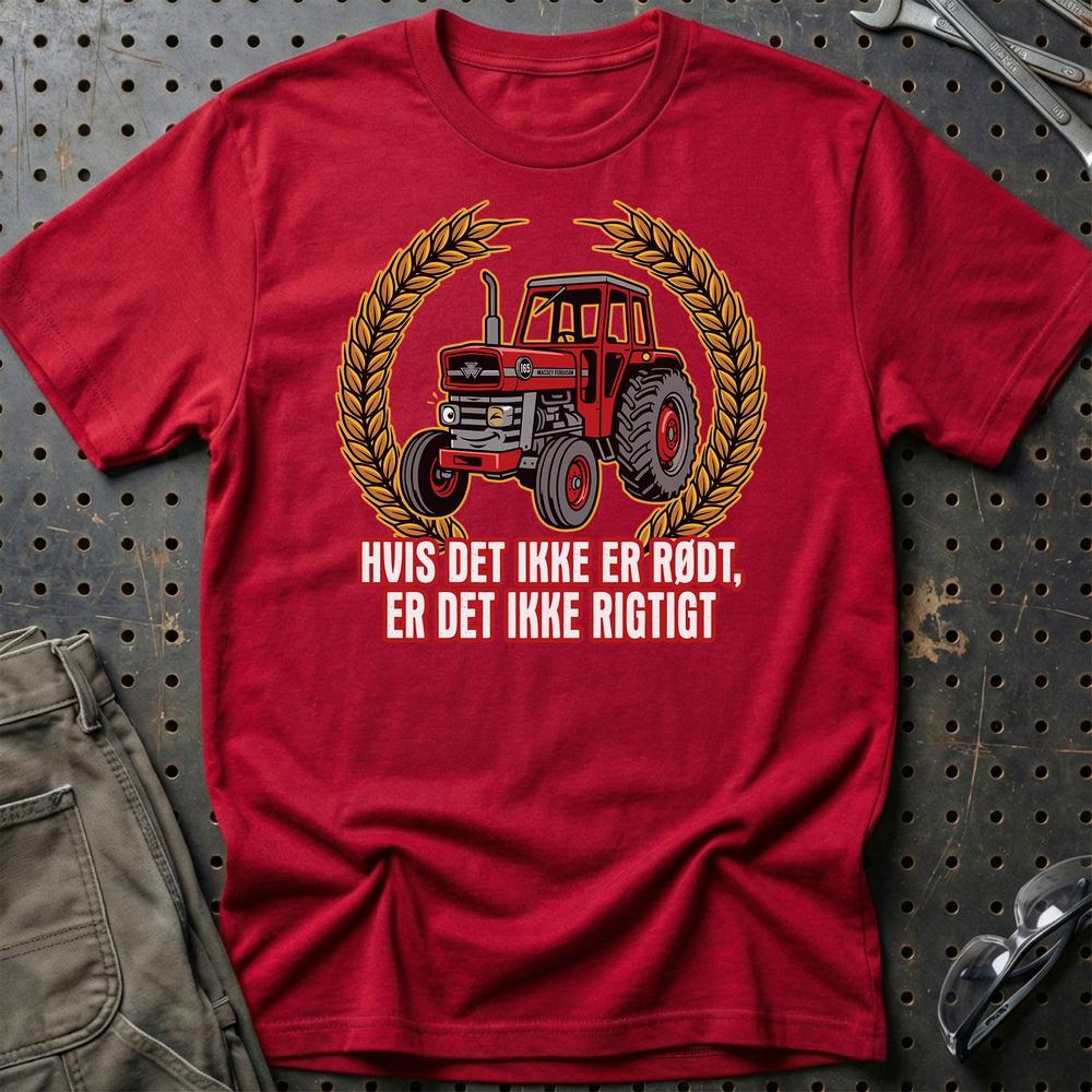 Massey Ferguson 165 Hvis Det Ikke Er Rødt, Er Det Ikke Rigtigt - Unisex T-Shirt-Beklædning-Massey Ferguson-Rød-S-Garage Culture Shop- garage - man cave - merchandise