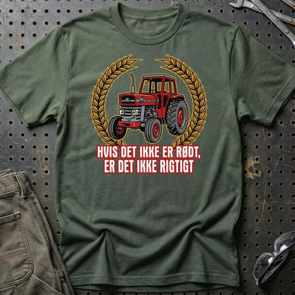 Massey Ferguson 165 Hvis Det Ikke Er Rødt, Er Det Ikke Rigtigt - Unisex T-Shirt-Beklædning-Massey Ferguson-Grøn Militær-S-Garage Culture Shop- garage - man cave - merchandise
