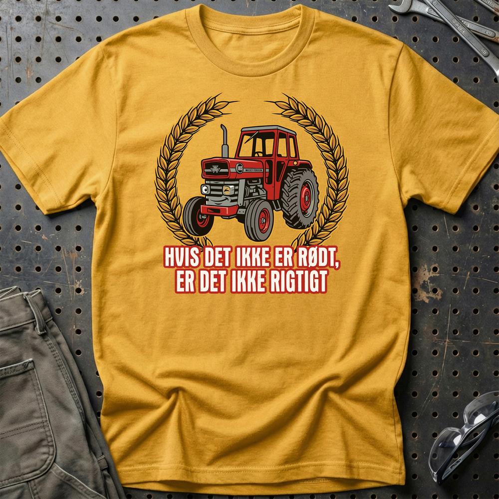 Massey Ferguson 165 Hvis Det Ikke Er Rødt, Er Det Ikke Rigtigt - Unisex T-Shirt-Beklædning-Massey Ferguson-Guld-S-Garage Culture Shop- garage - man cave - merchandise