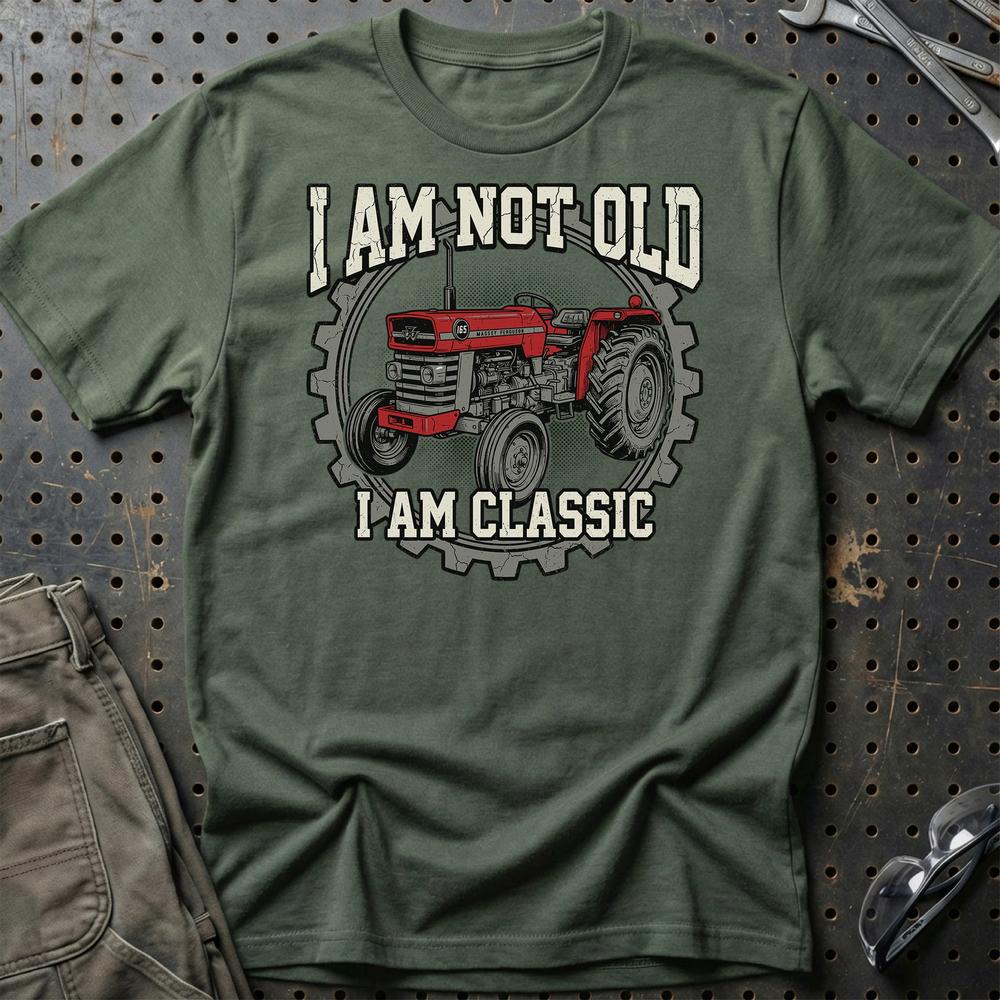 Massey Ferguson 165 I Am Not Old, I Am Classic - Unisex T-Shirt-Beklædning-Massey Ferguson-Grøn Militær-S-Garage Culture Shop- garage - man cave - merchandise