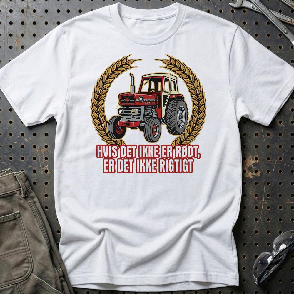 Massey Ferguson 185 Hvis Det Ikke Er Rødt, Er Det Ikke Rigtigt - Unisex T-Shirt-Beklædning-Massey Ferguson-Hvid-S-Garage Culture Shop- garage - man cave - merchandise