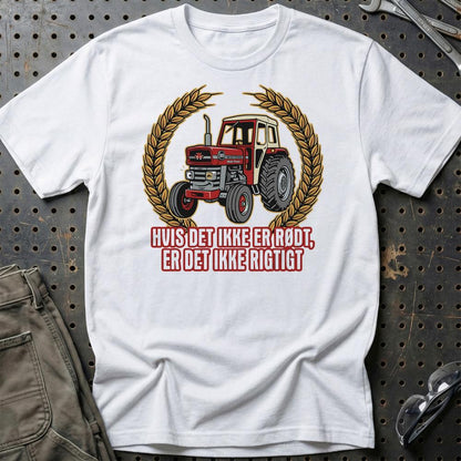 Massey Ferguson 185 Hvis Det Ikke Er Rødt, Er Det Ikke Rigtigt - Unisex T-Shirt-Beklædning-Massey Ferguson-Hvid-S-Garage Culture Shop- garage - man cave - merchandise