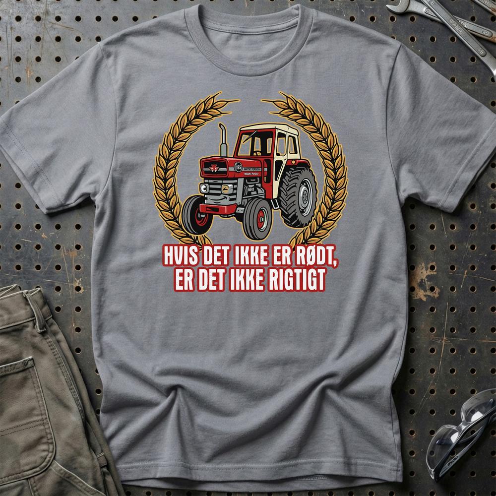Massey Ferguson 185 Hvis Det Ikke Er Rødt, Er Det Ikke Rigtigt - Unisex T-Shirt-Beklædning-Massey Ferguson-Grå Sport-S-Garage Culture Shop- garage - man cave - merchandise
