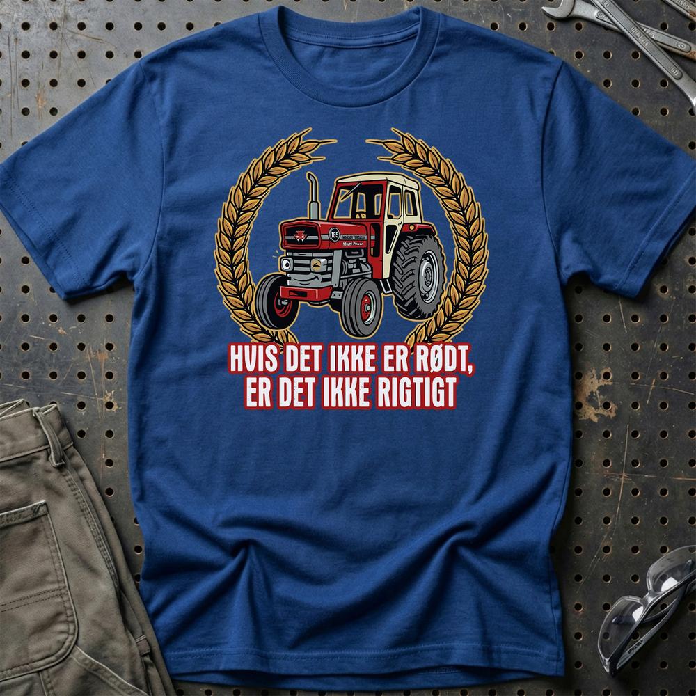 Massey Ferguson 185 Hvis Det Ikke Er Rødt, Er Det Ikke Rigtigt - Unisex T-Shirt-Beklædning-Massey Ferguson-Blå Royal-S-Garage Culture Shop- garage - man cave - merchandise