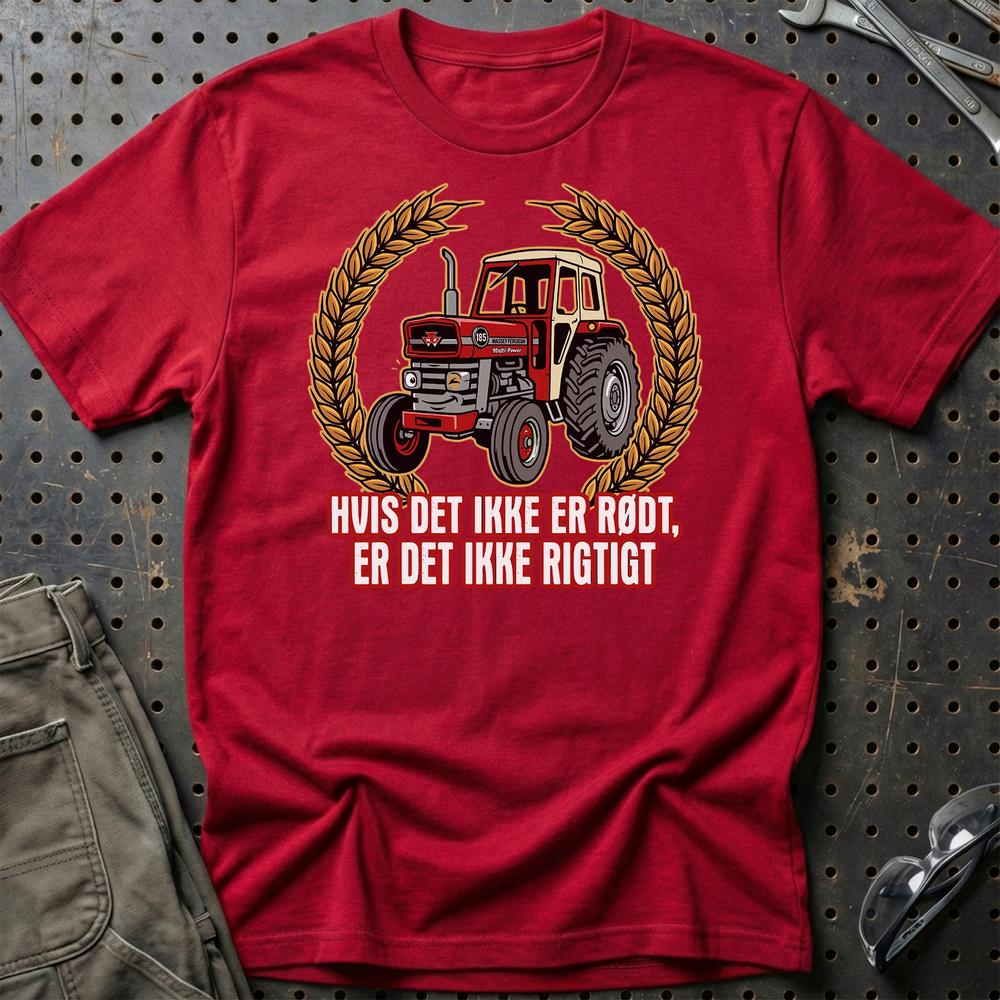 Massey Ferguson 185 Hvis Det Ikke Er Rødt, Er Det Ikke Rigtigt - Unisex T-Shirt-Beklædning-Massey Ferguson-Rød-S-Garage Culture Shop- garage - man cave - merchandise