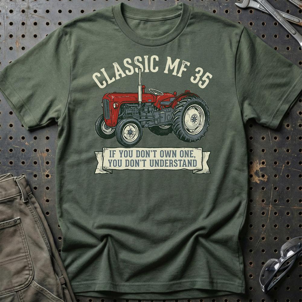 Massey Ferguson 35 Classic - Unisex T-Shirt-Beklædning-Massey Ferguson-Grøn Militær-S-Garage Culture Shop- garage - man cave - merchandise